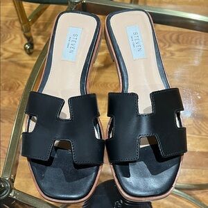 Steven Black Slide Sandals for Women